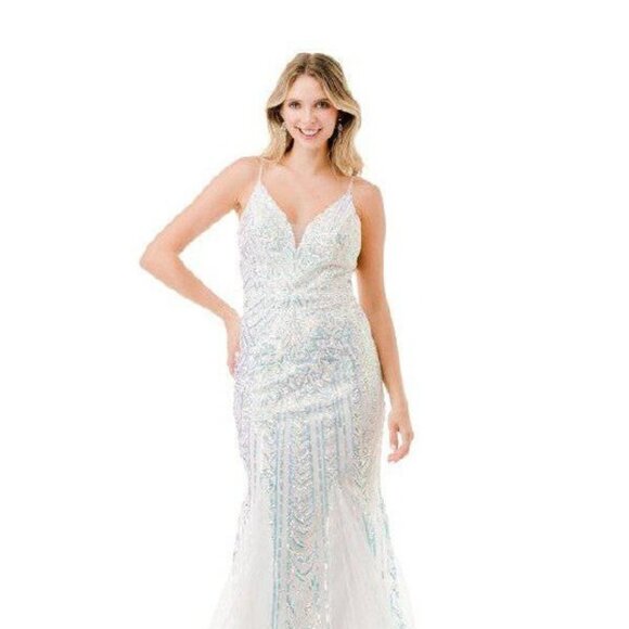 New Mermaid Prom Dress w/ V-neckline & Dazzling Sequins Embroidery TC L2816J - Picture 1 of 8